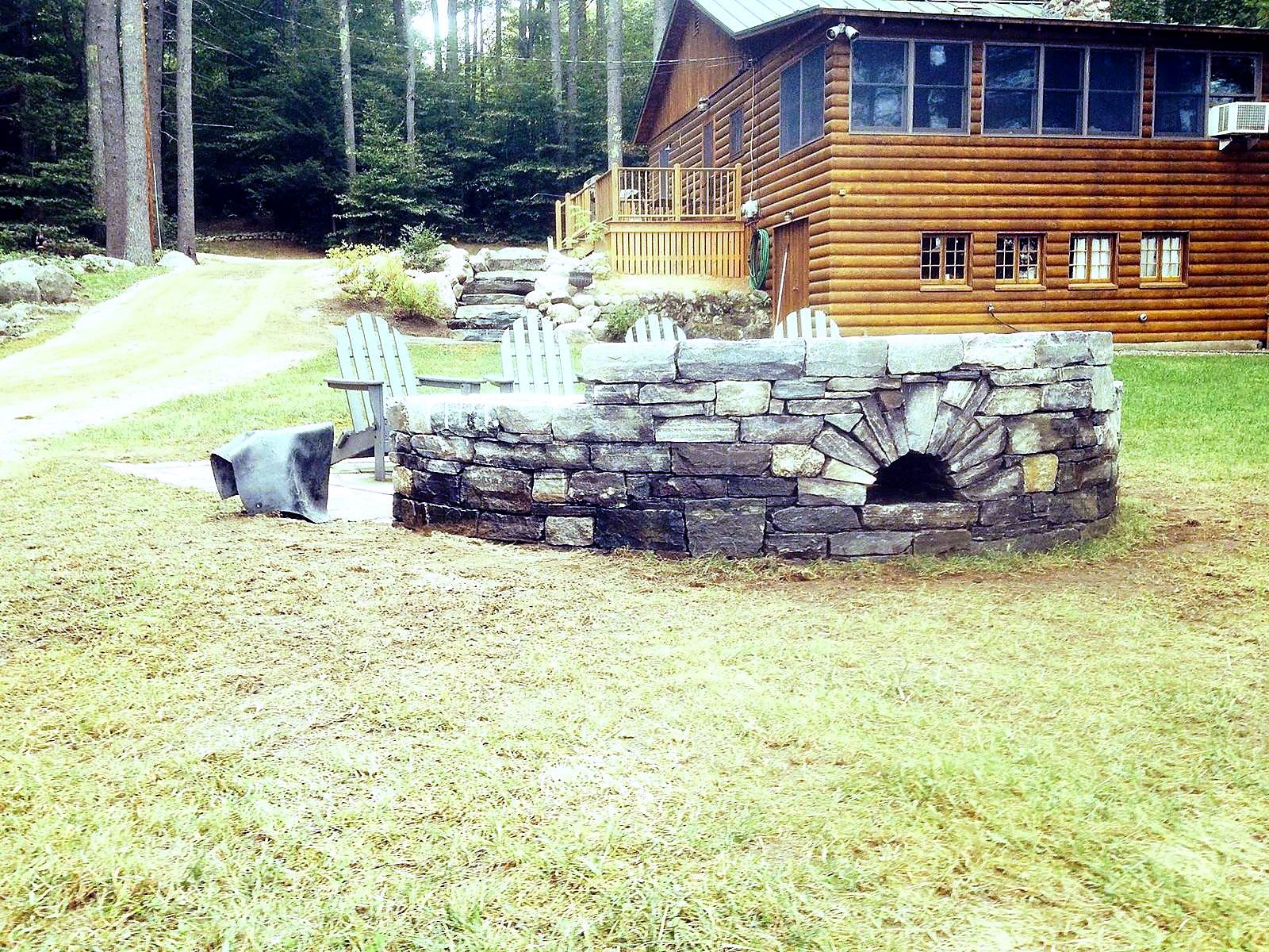Dry-stacked stone wall