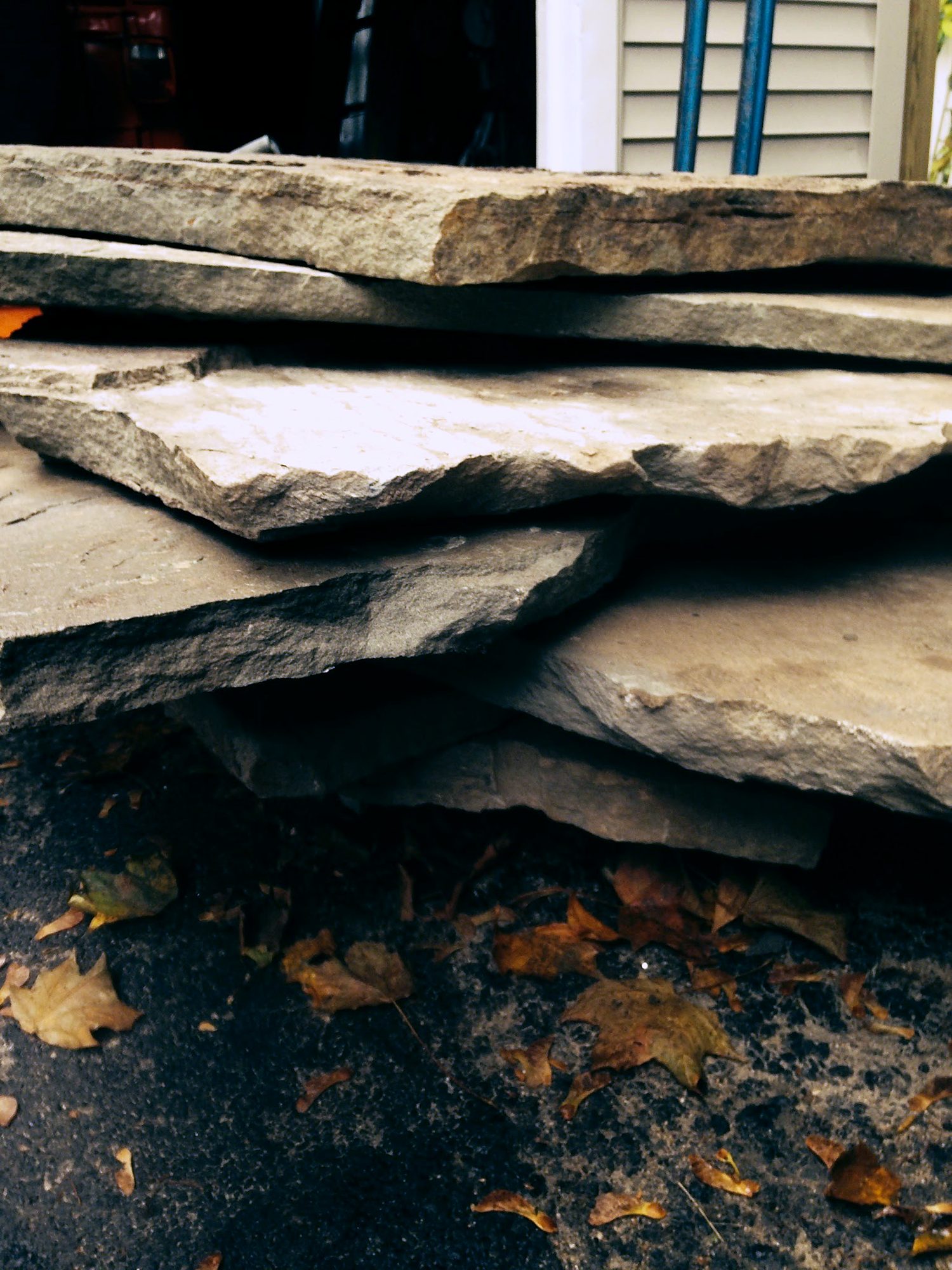 Stacked natural stone slabs