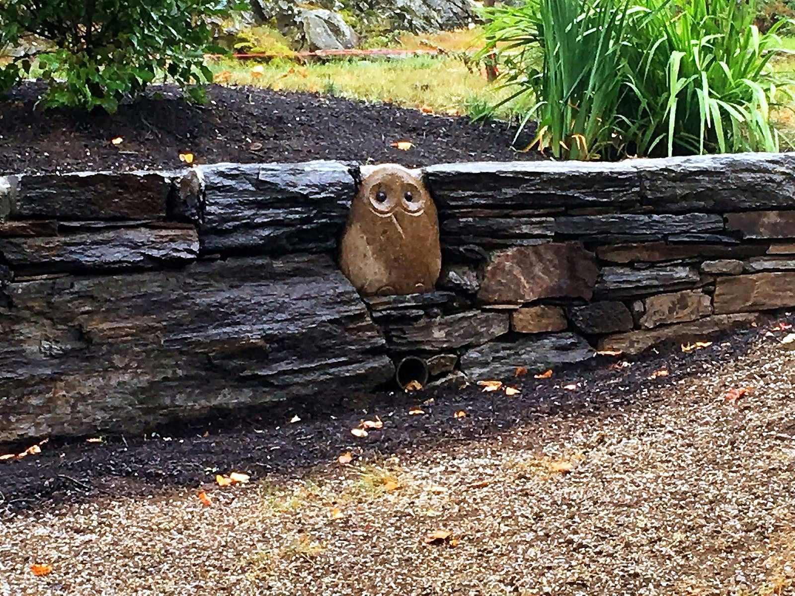 Dry-stacked stone wall