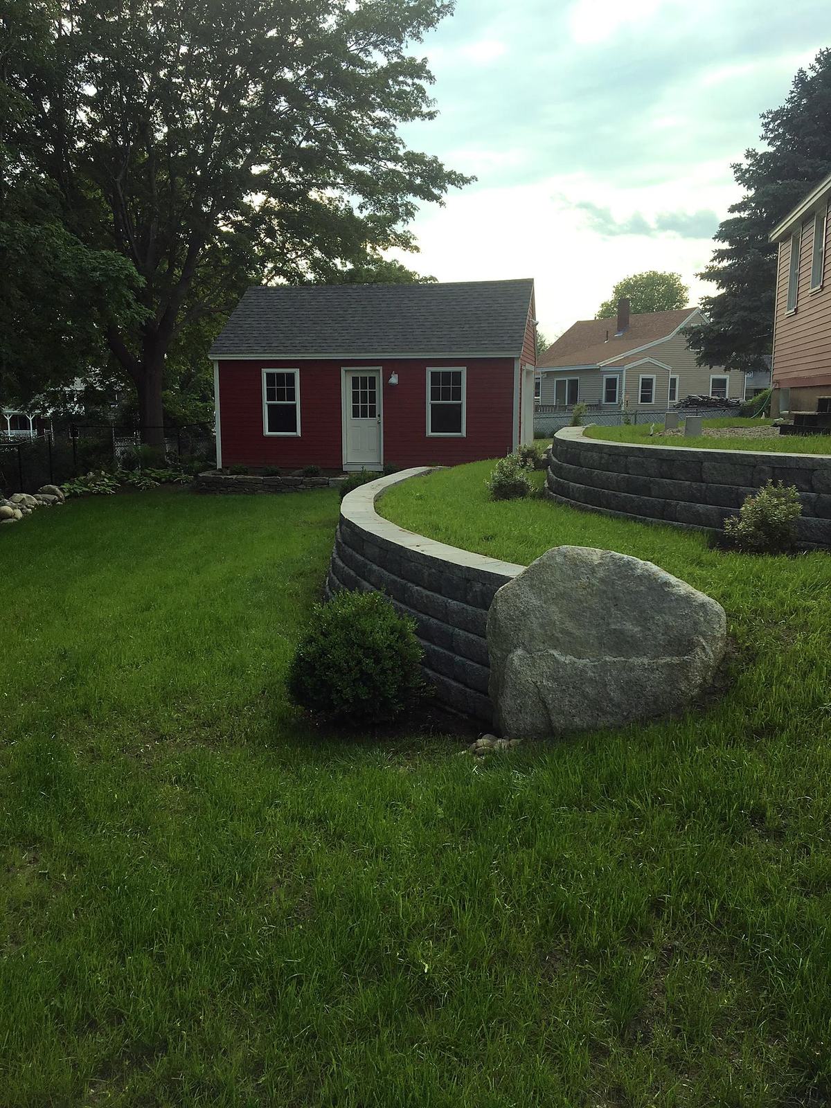 Dry-stacked stone wall