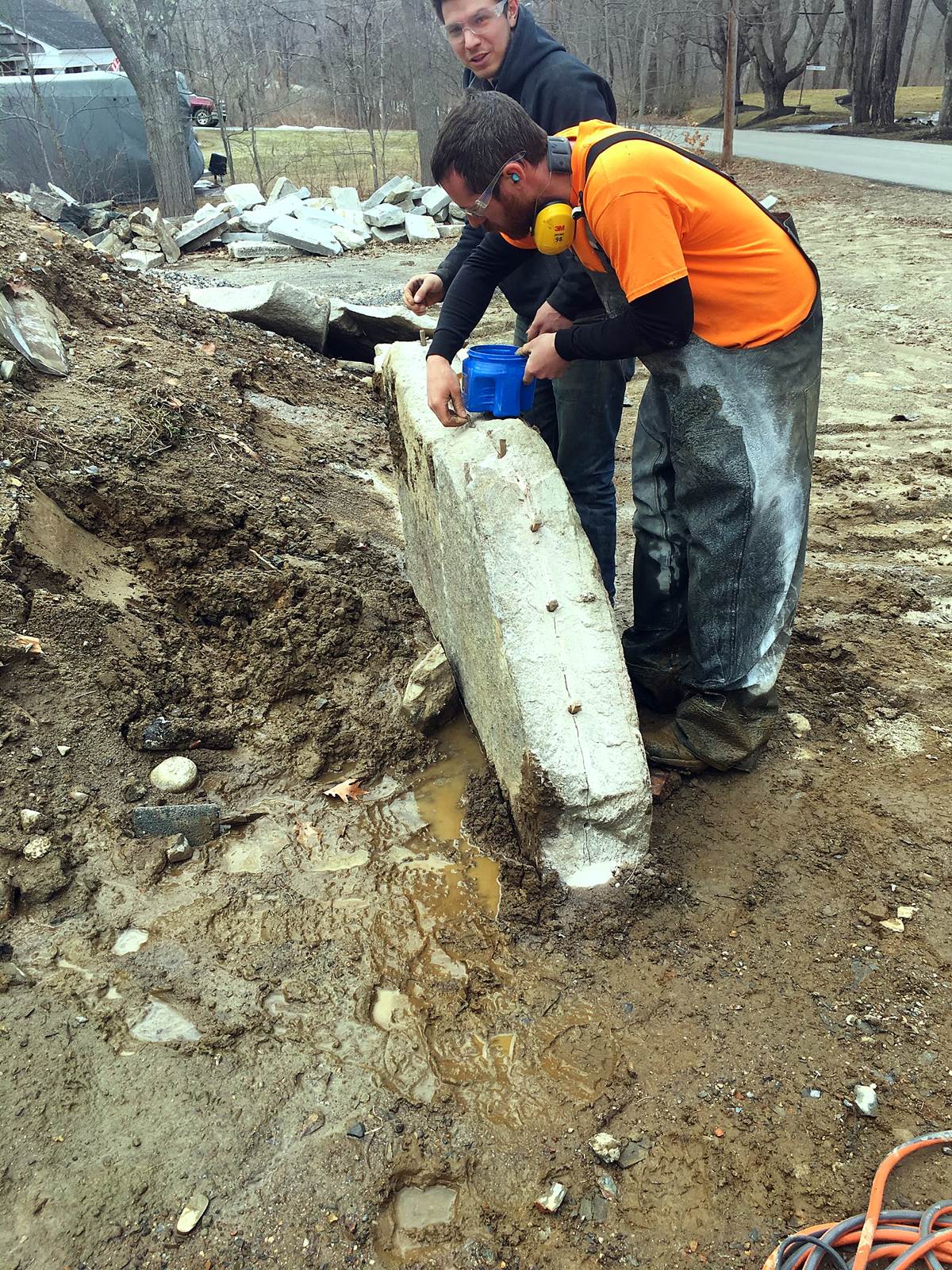 Setting a reclaimed granite curb