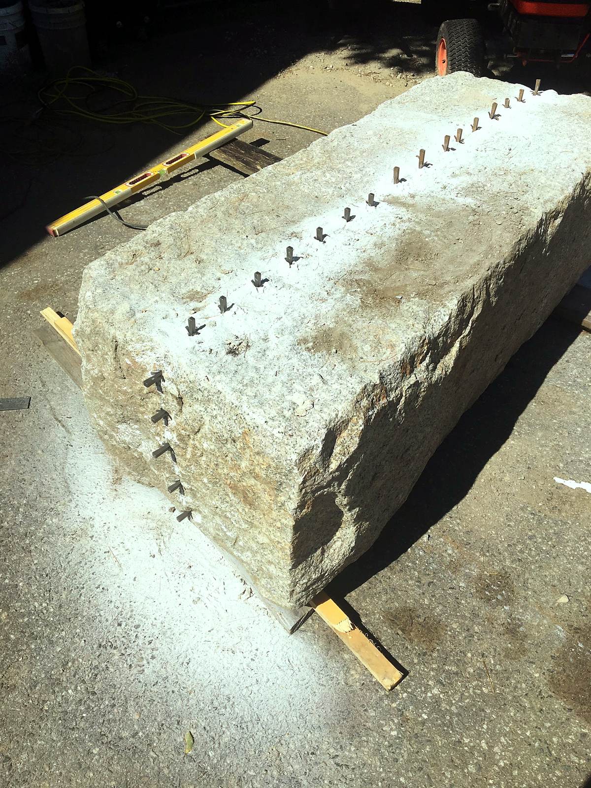 Local granite block split to size