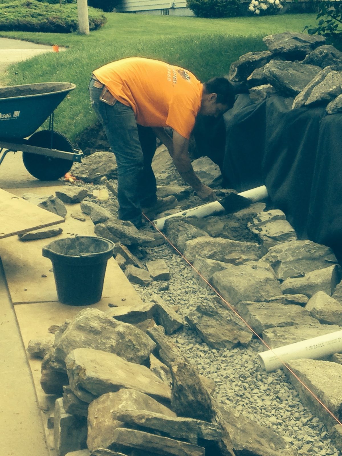 Drainage work being done on a property