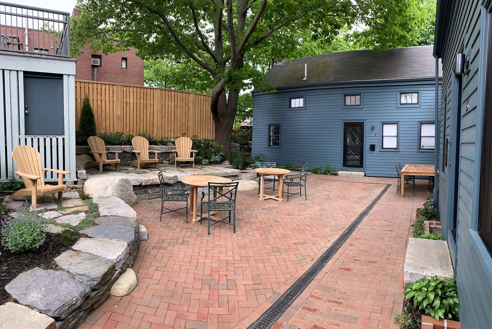 Best Bower Hotel brick courtyard with stone terracing and cafe seating