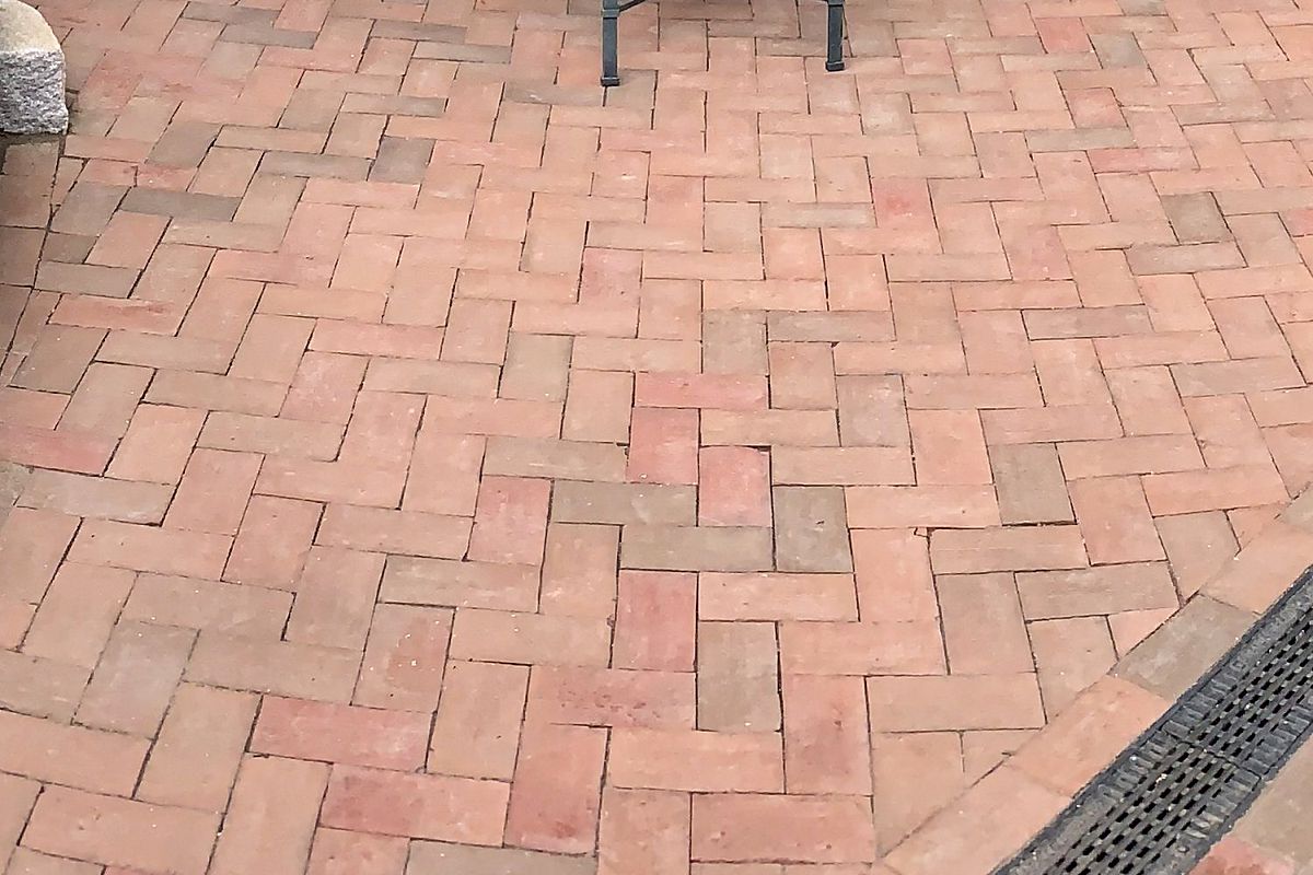 Herringbone brick paving