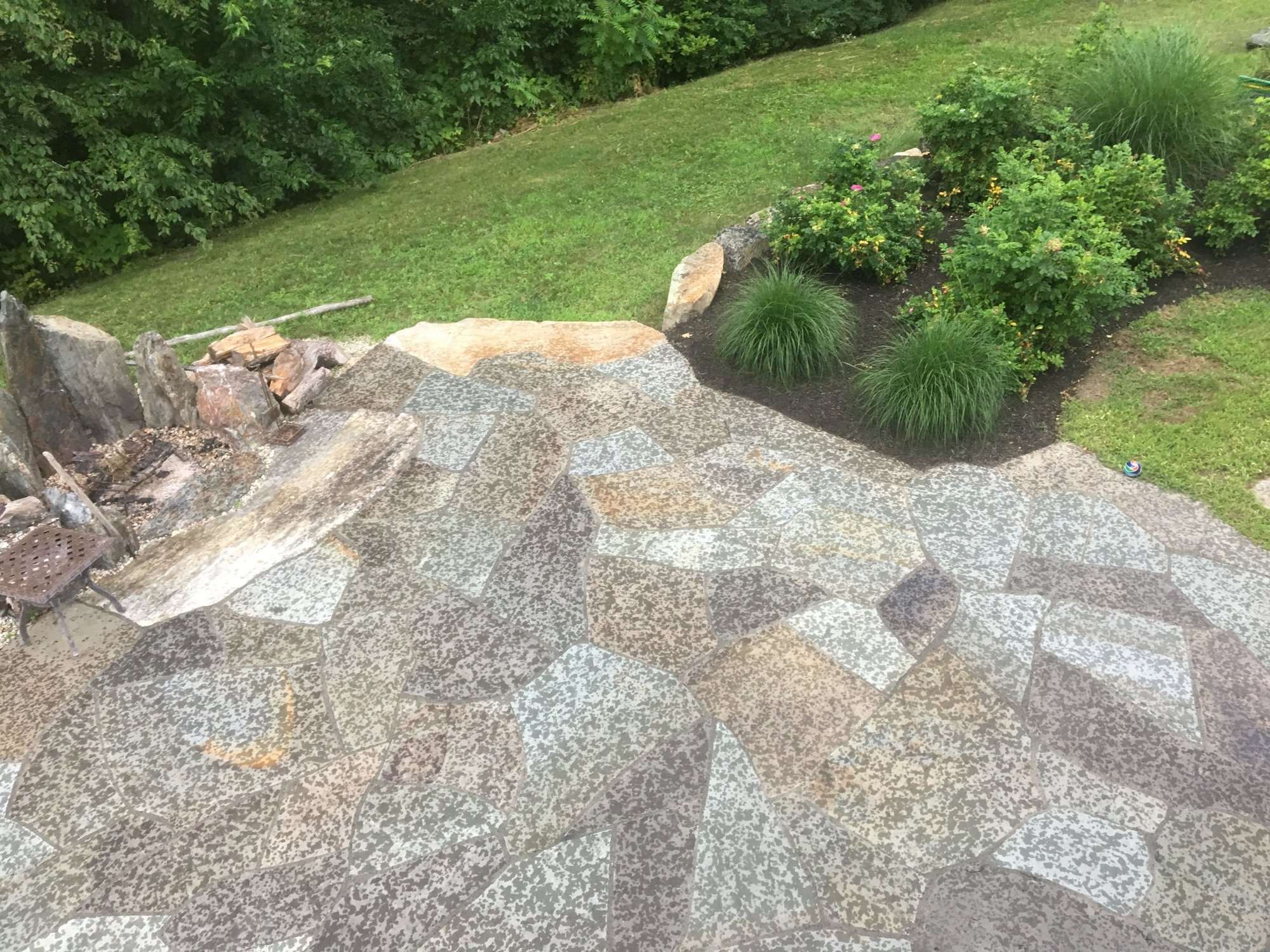 Paver patio in late-season light