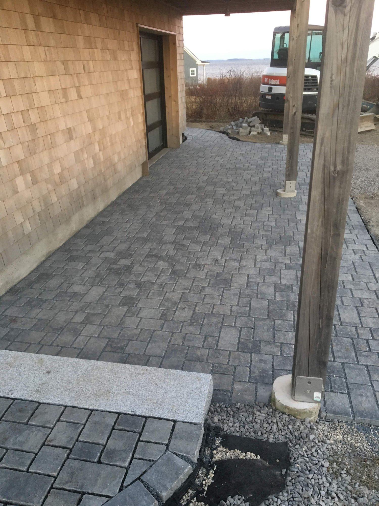 Paver patio and stone stairs
