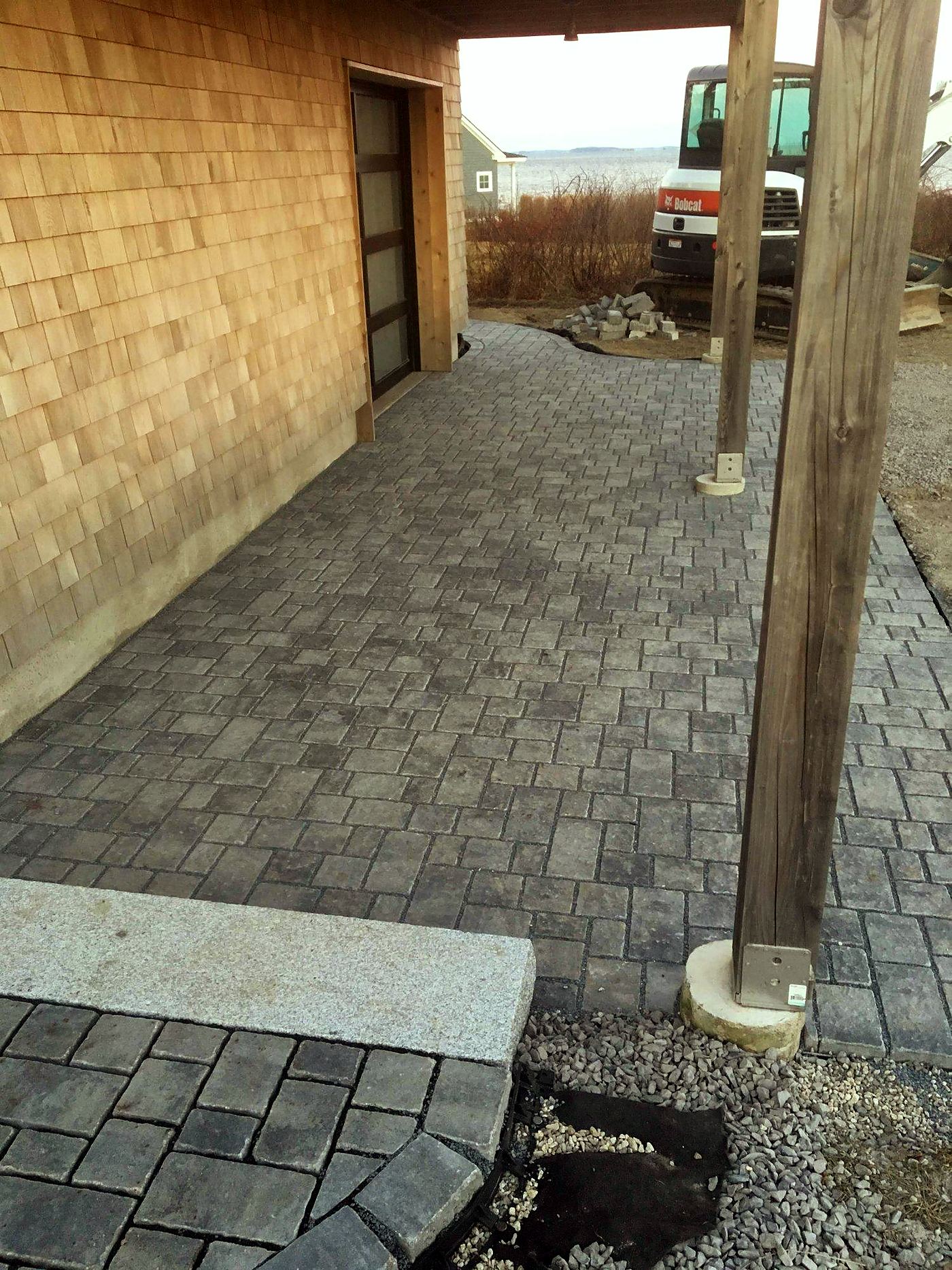 Paver patio with granite steps