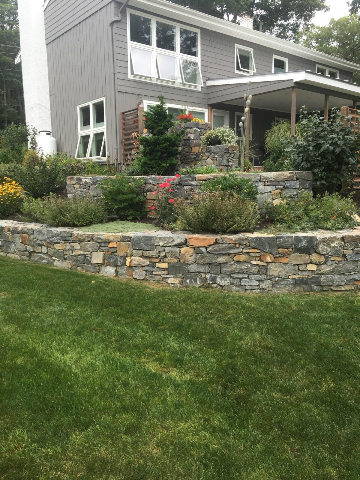 Terraced stone garden walls