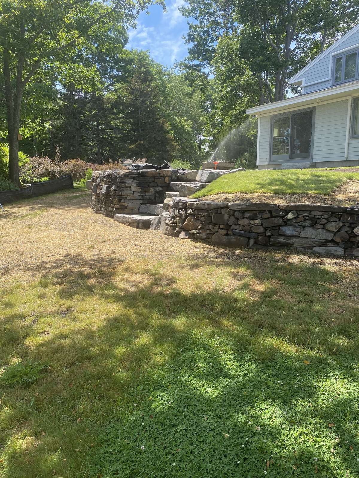 Stone wall and garden