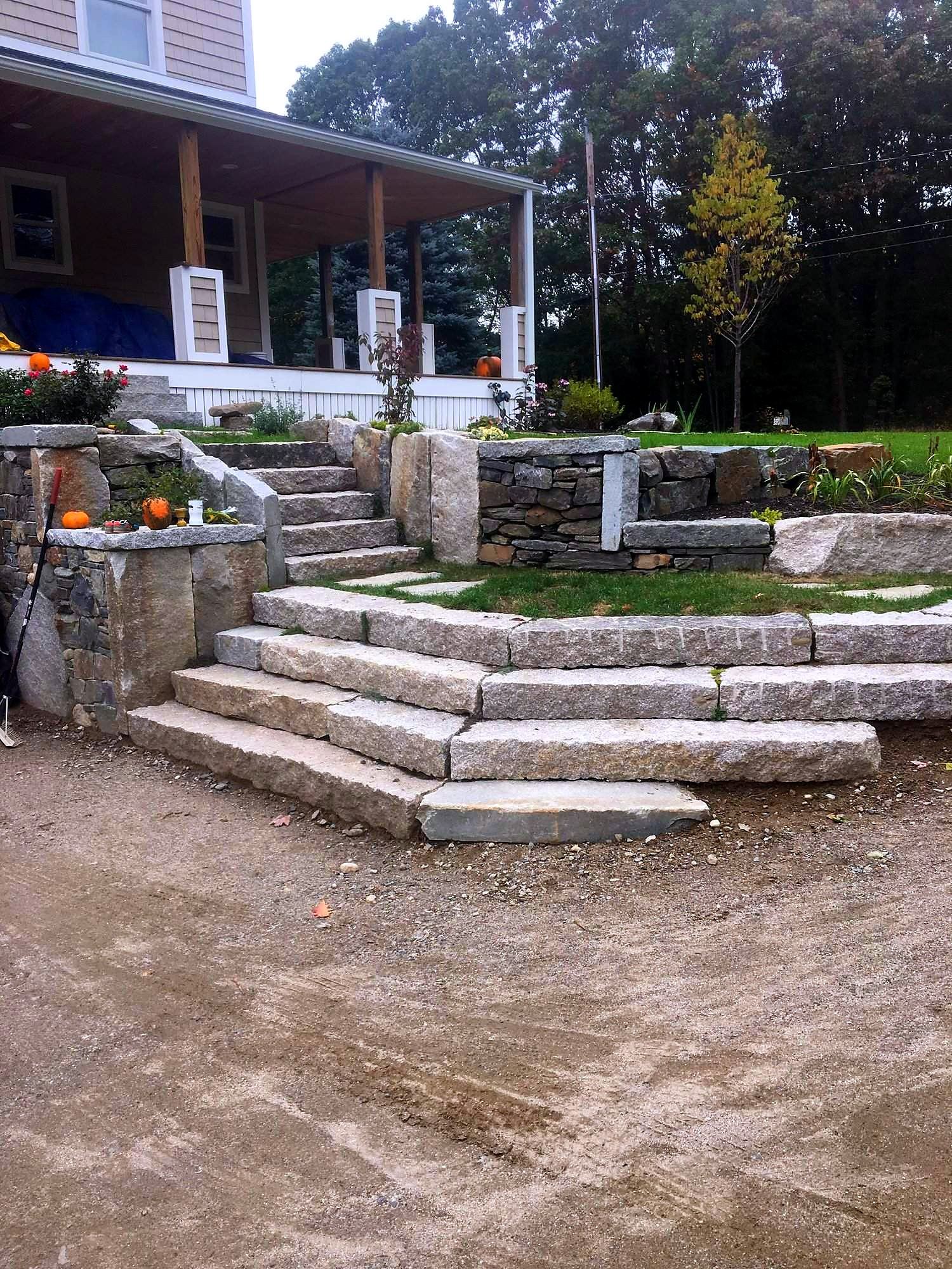 Split granite stairs detail